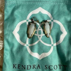 Kendra Scott Antique Gold and White Banded Agate Arrowhead Katelyn Earrings